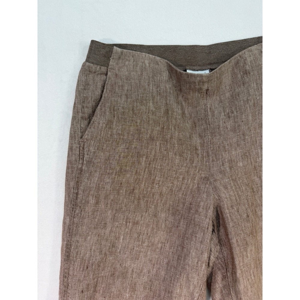 J.Jill Love Linen 100% Linen Crop Pants Womens Medium Brown Pockets Beach Travel - Picture 6 of 10
